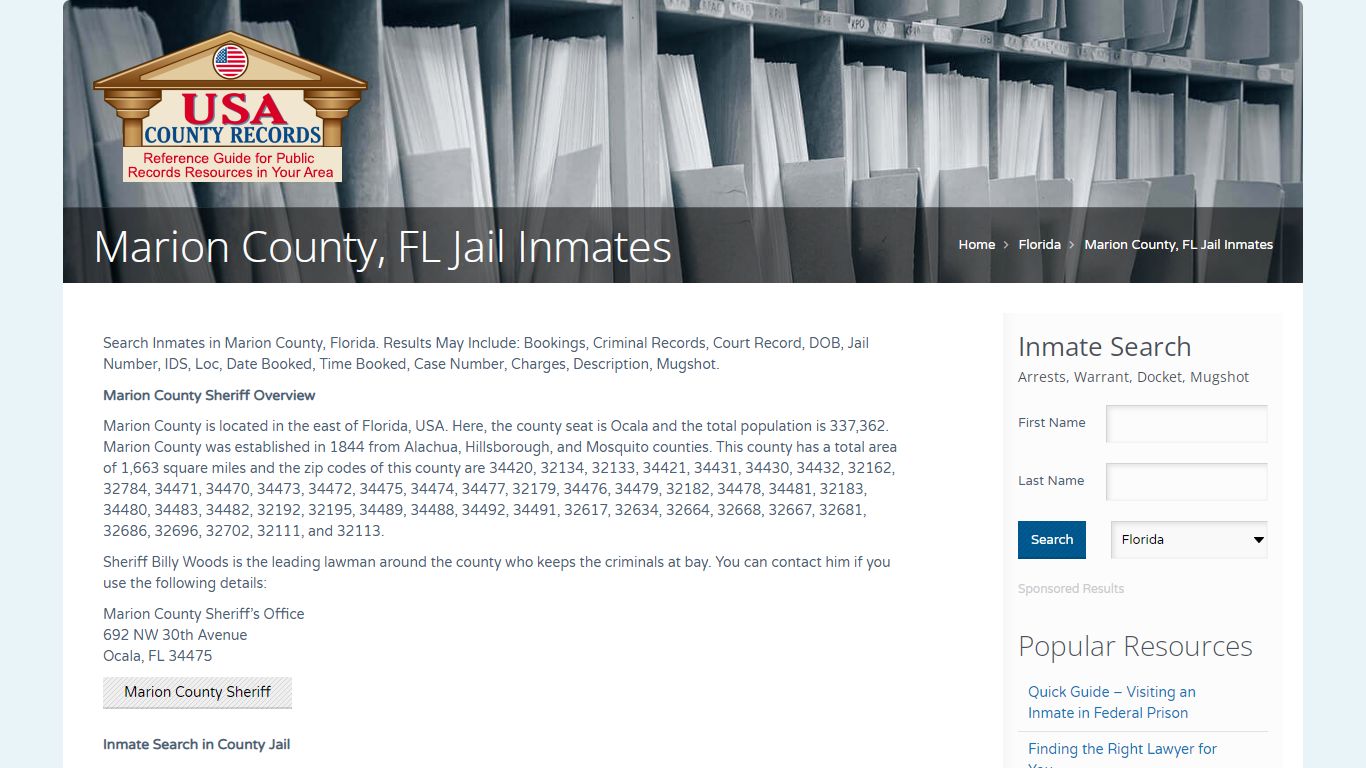 Marion County, FL Jail Inmates | Name Search